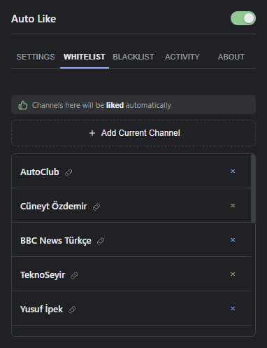Whitelist tab